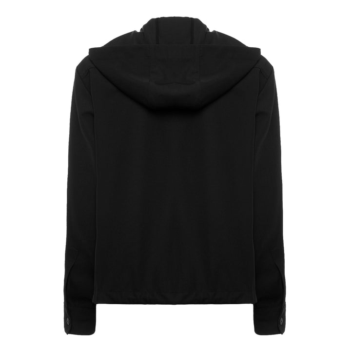 Felpa Hoodie nero in lana tecnica