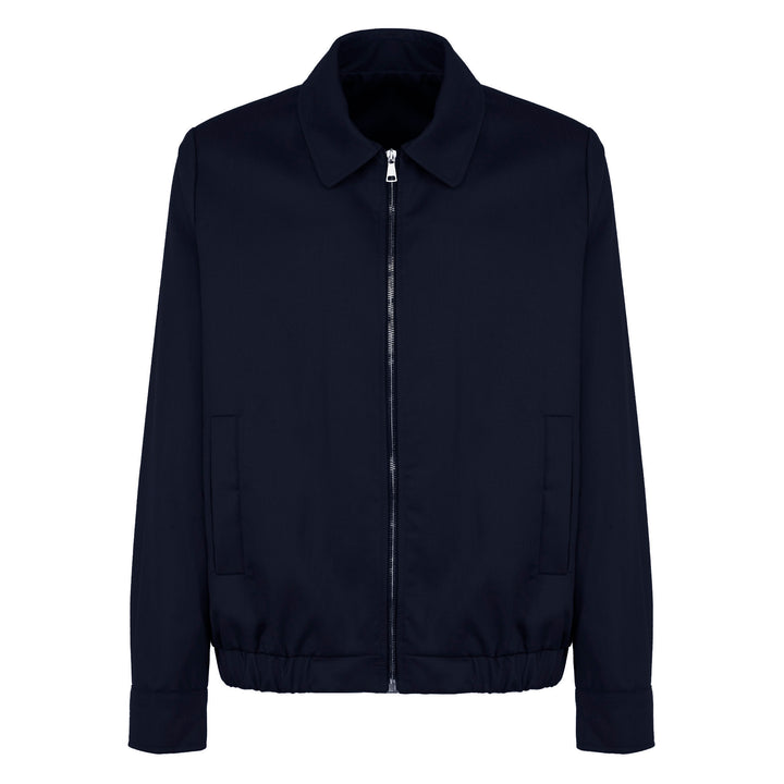 Giacca Polov blu con zip in twill di lana