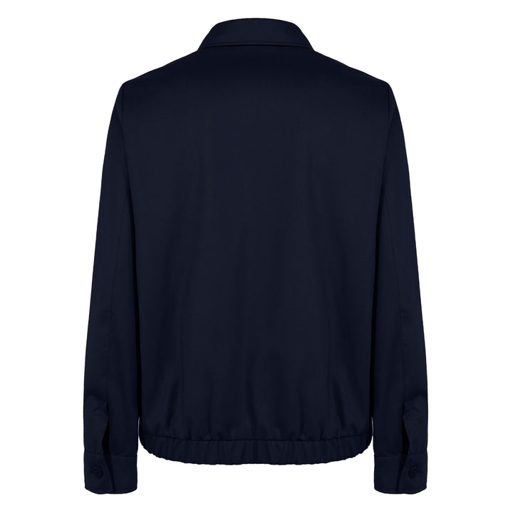 Giacca Polov blu con zip in twill di lana