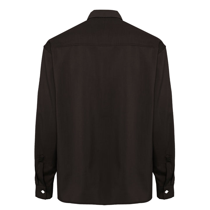 Camicia Richard marrone in flanella di lana