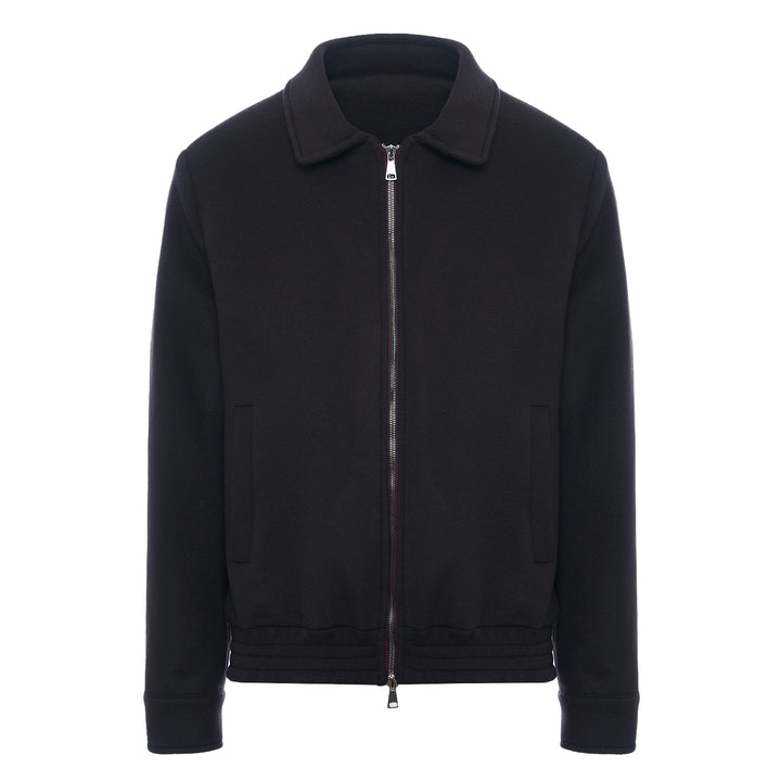 Giacca Polov blu con zip in lana e cashmere