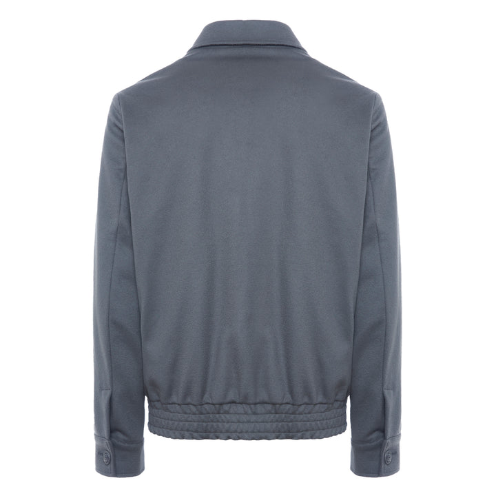 Giacca Polov grigio con zip in lana e cashmere