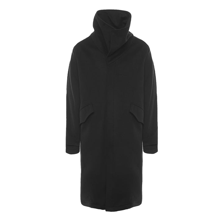 Parka nero in lana e cashmere