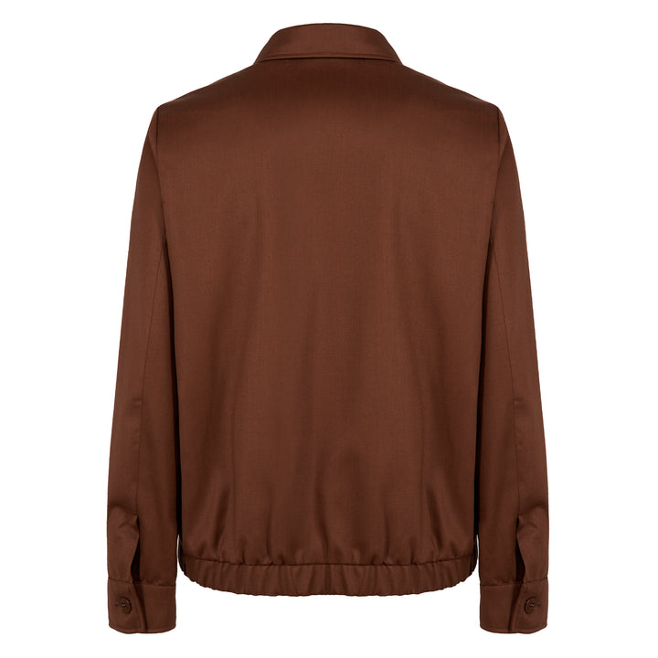 Giacca Polov marrone con zip in twill di lana