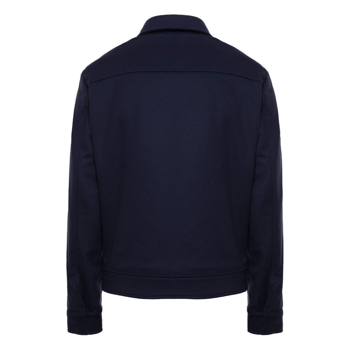 Giacca Trucker Dani blu in lana e cashmere