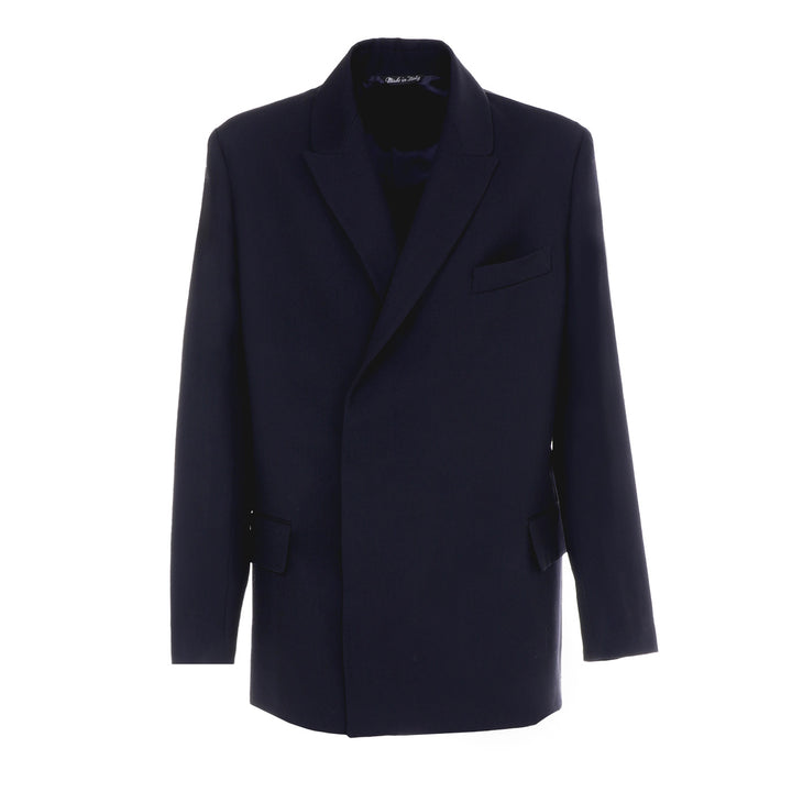 Blazer Malene blu in lana piquè