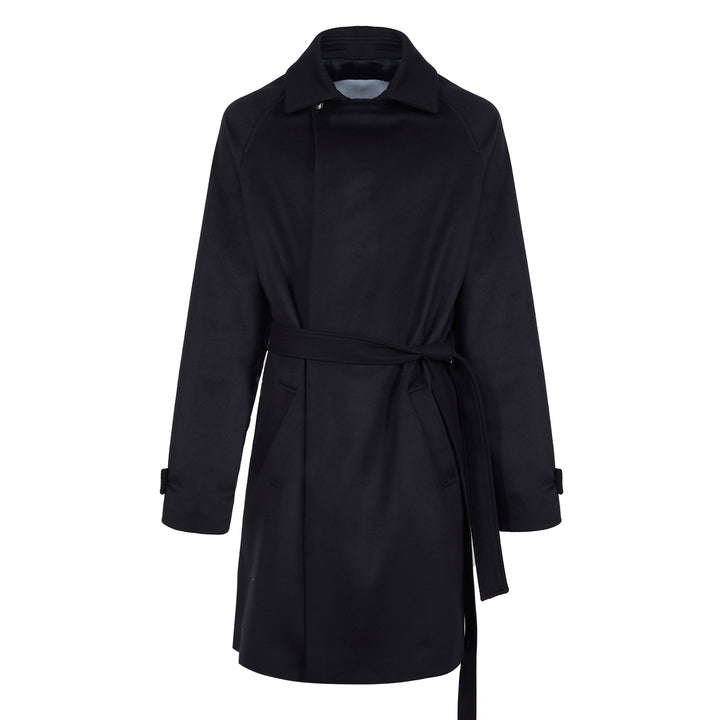 Trench Riko blu in lana e cashmere