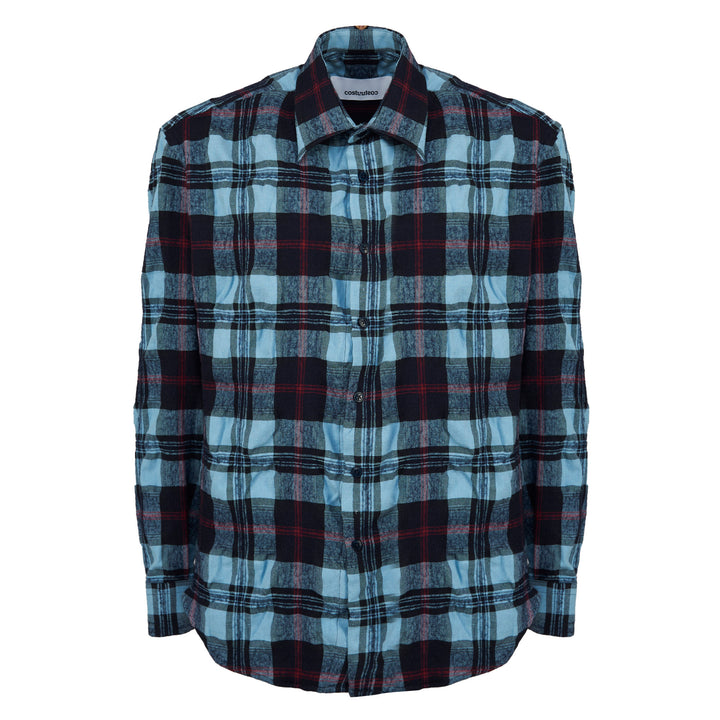 Camicia Andrea con check in lana e cotone