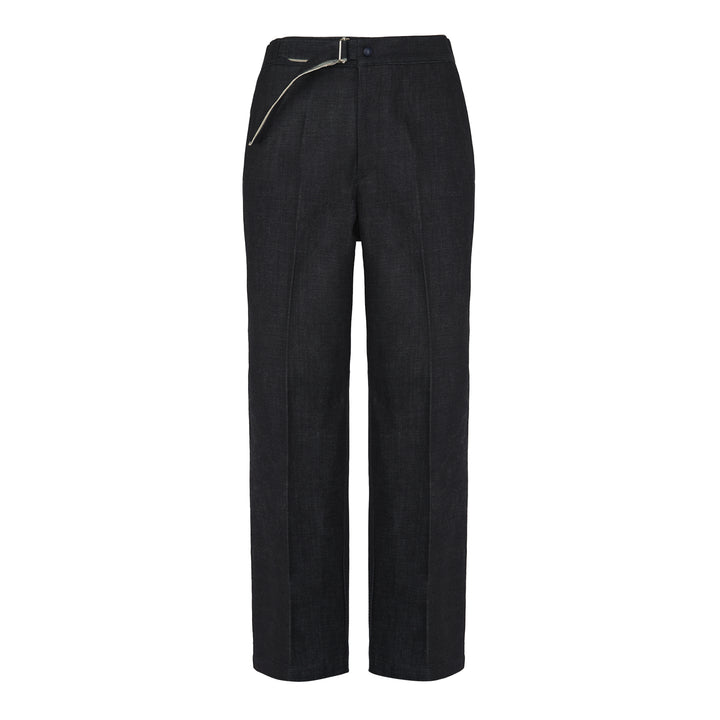 Pantalone John blu scuro in denim cimosato