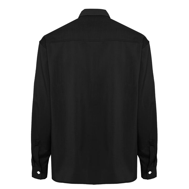 Camicia Richard nero in flanella di lana