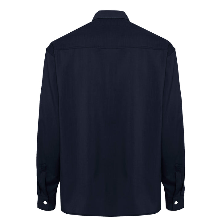 Camicia Richard blu in flanella di lana