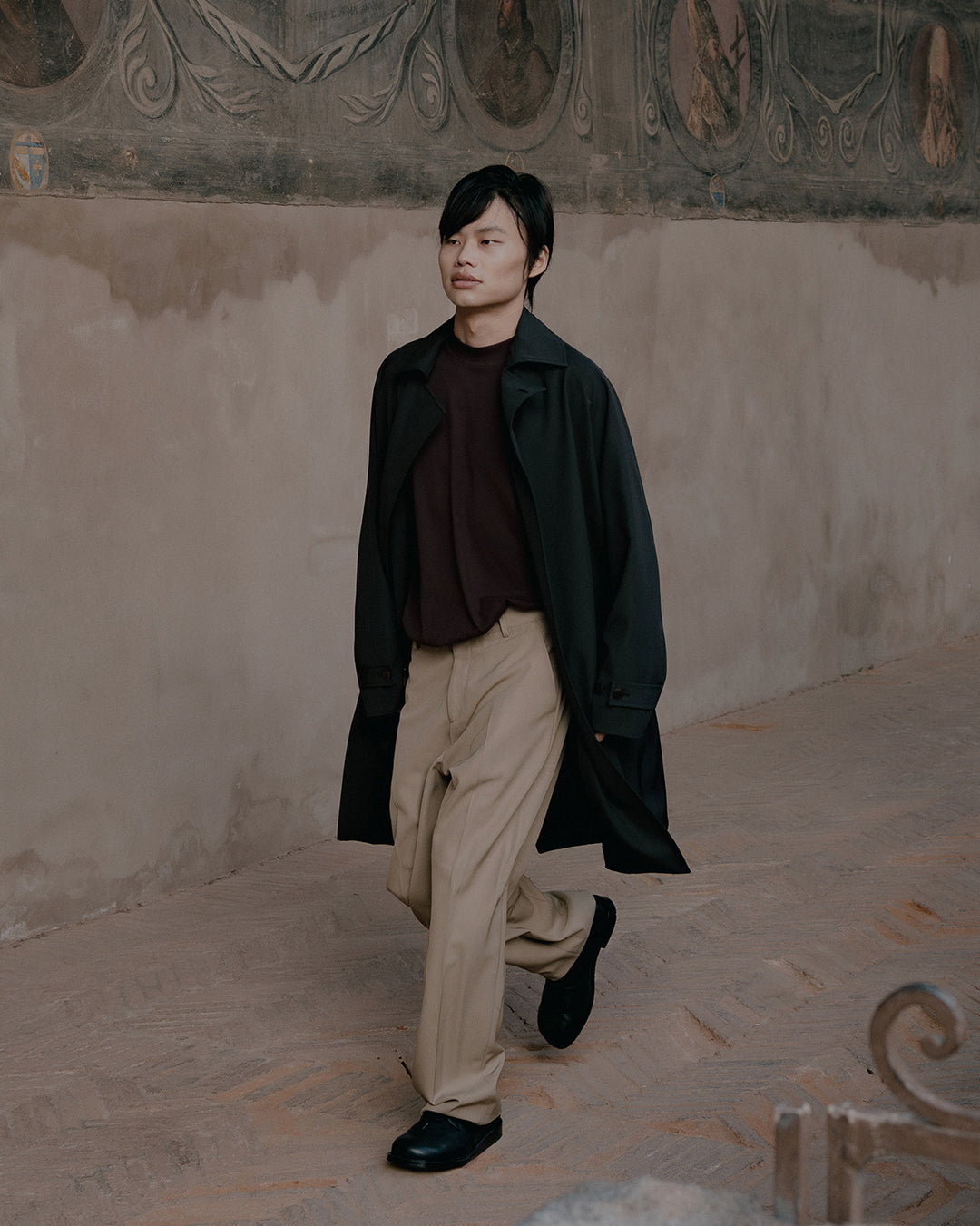 Riko brown trench coat in technical wool