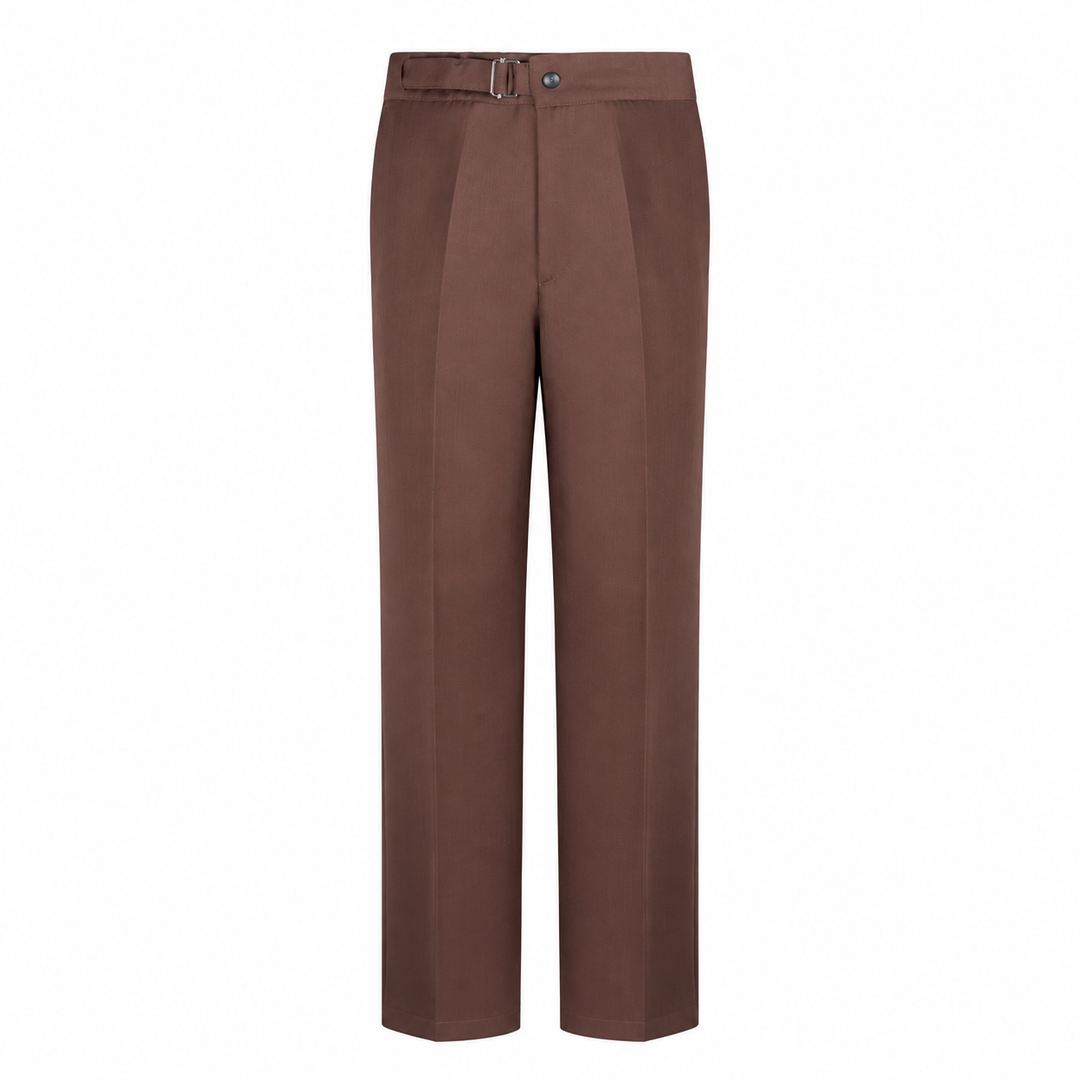 Pantalone John marrone rosato in lana piquè