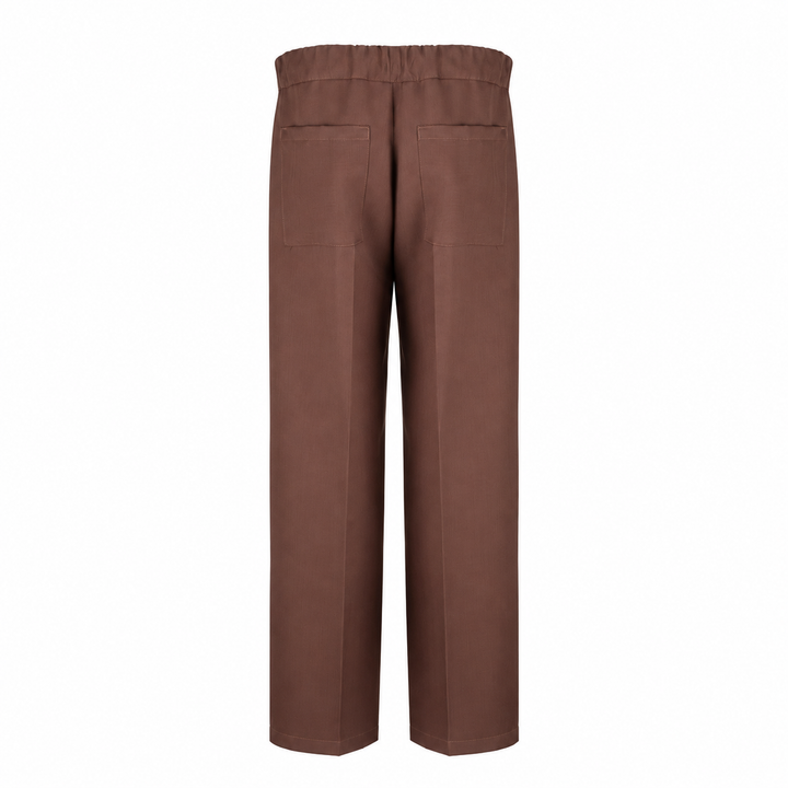 Pantalone John marrone rosato in lana piquè