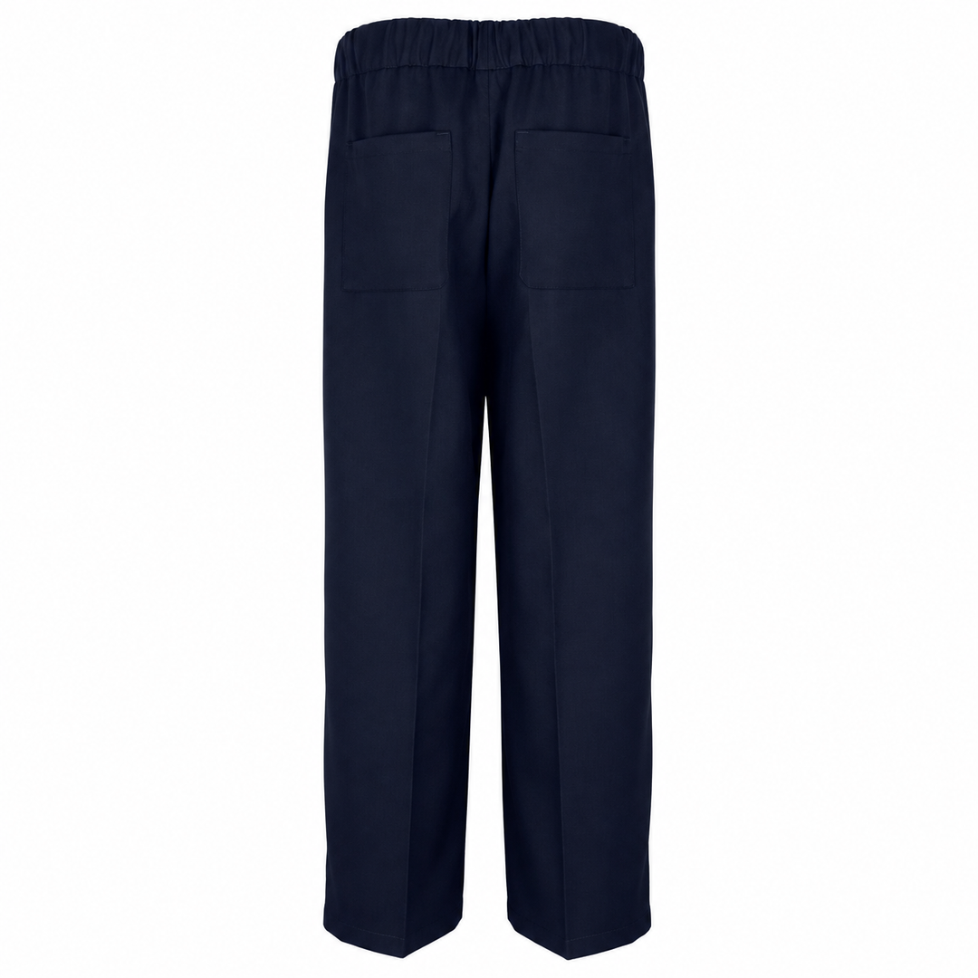 Pantalone John blu in lana piquè