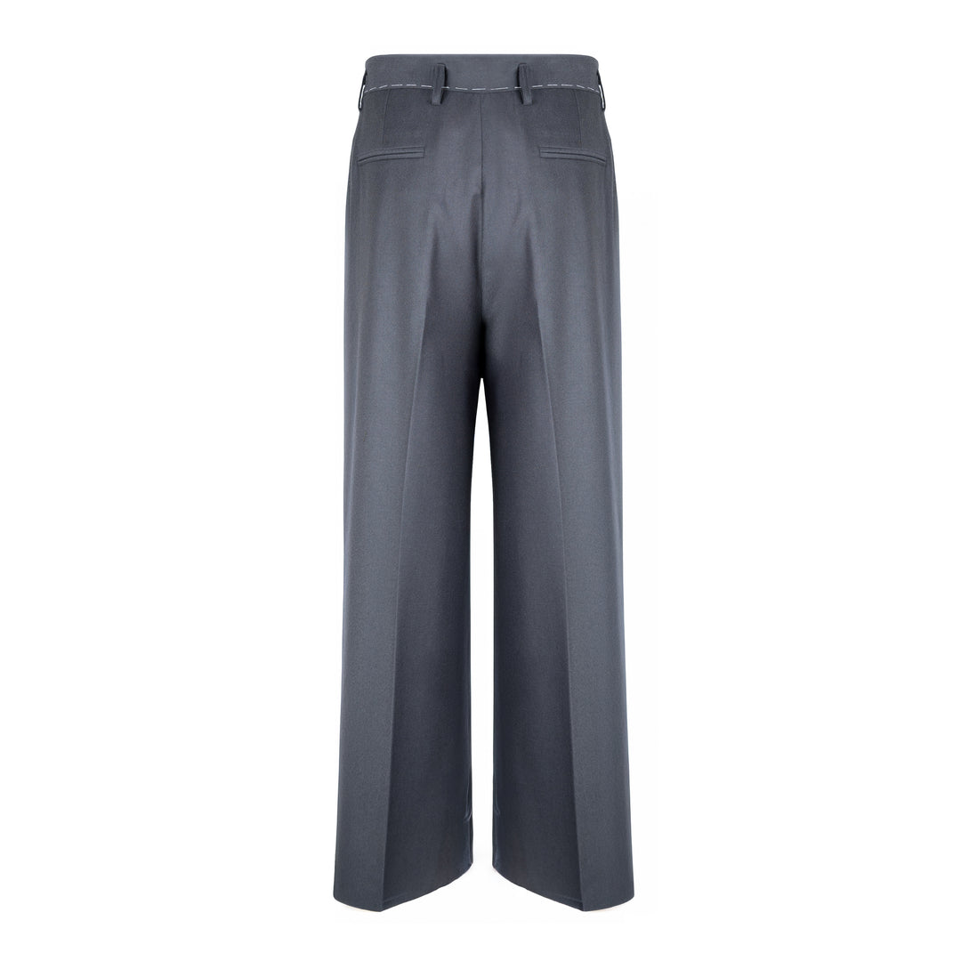Pantalone Allen blu cenere in flanella di lana