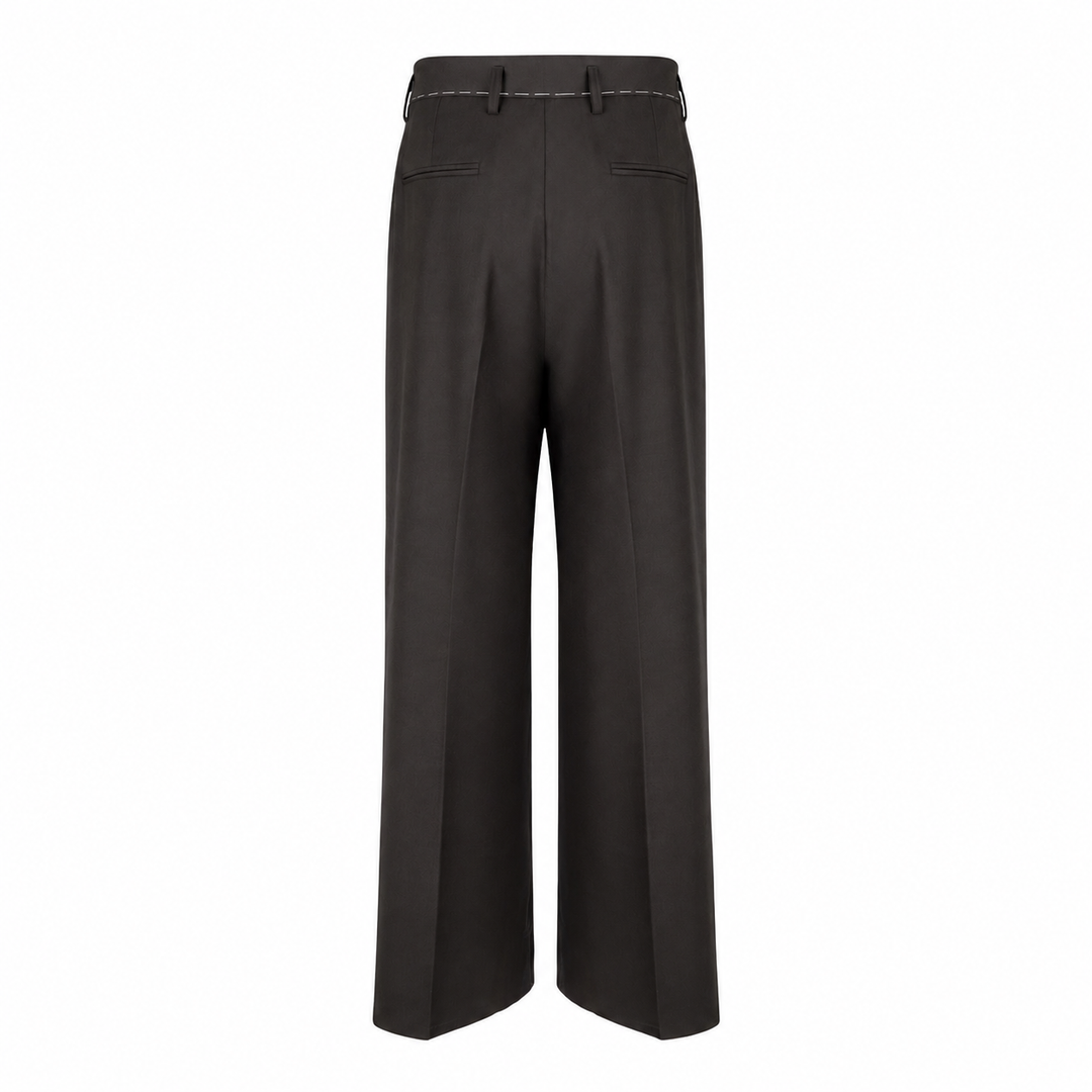 Pantalone Alain marrone in flanella di lana