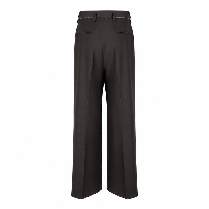 Pantalone Alain marrone in flanella di lana