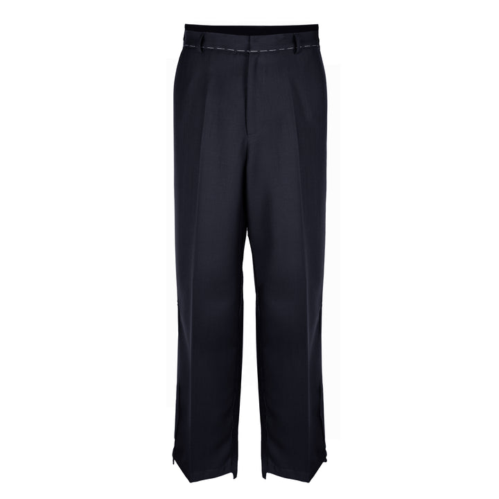 Pantalone Allen blu in lana piquè
