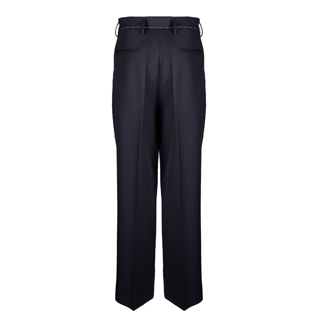 Pantalone Allen blu in lana piquè