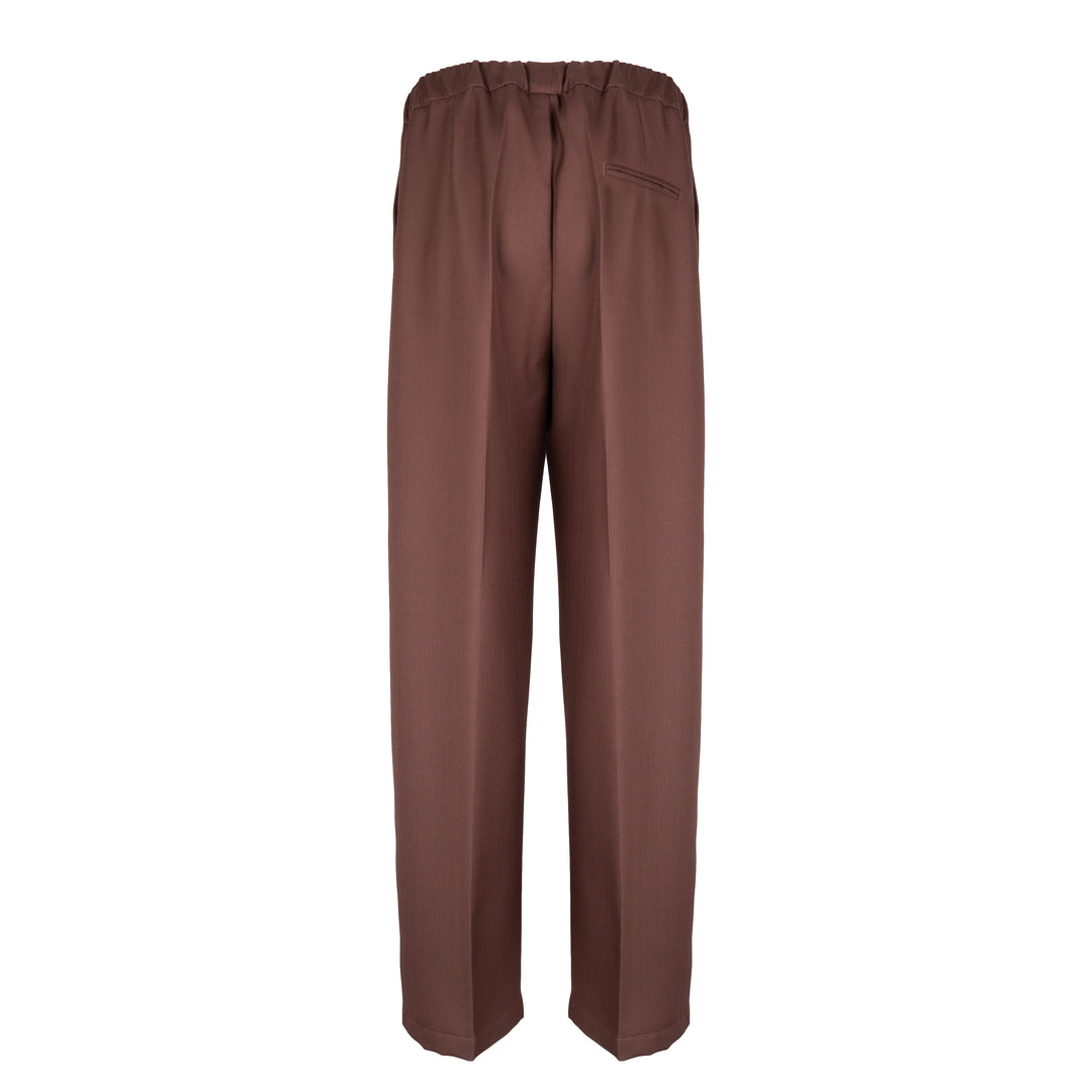 Pantalone Pajama marrone chiaro in lana piquè