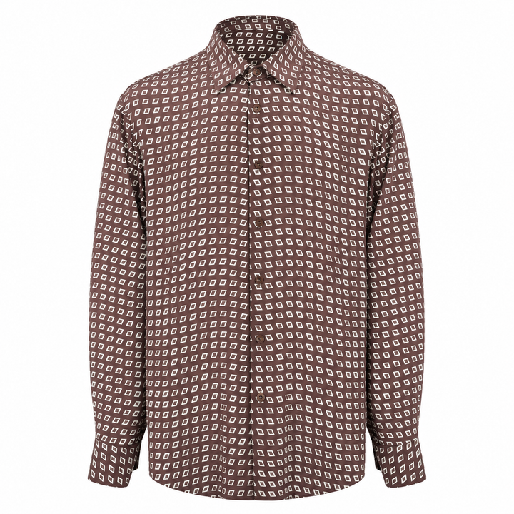 Camicia Jil+ con microfantasia su base bordeaux in seta