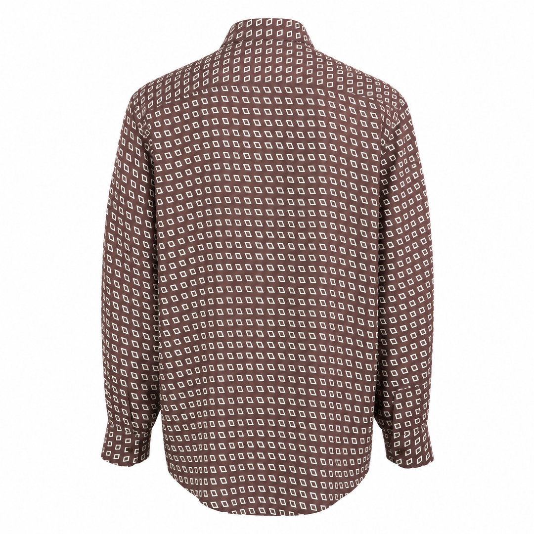 Camicia Jil+ con microfantasia su base bordeaux in seta