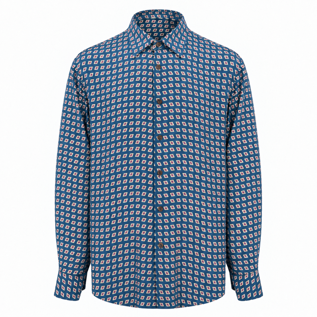 Camicia Jil+ a microfantasia su base blu in seta