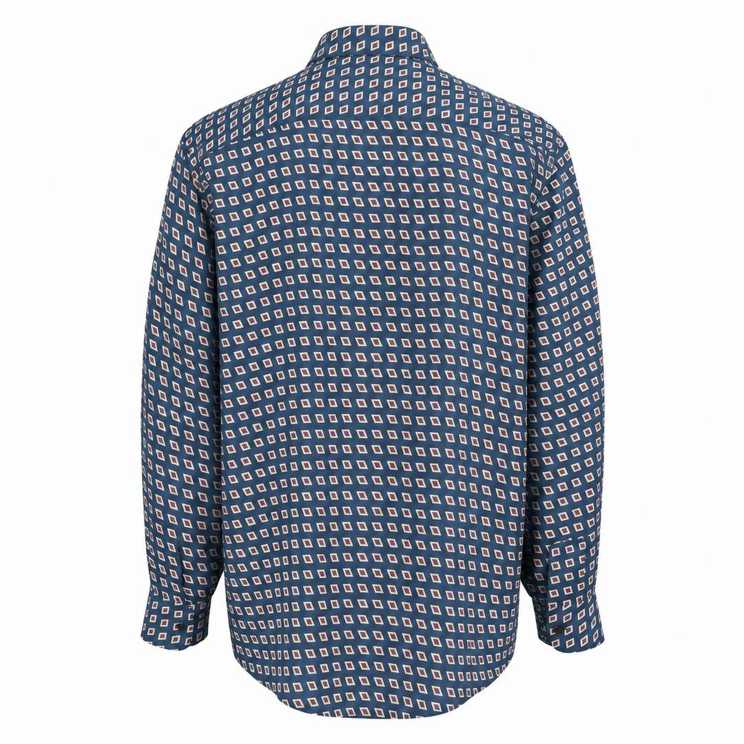 Camicia Jil+ a microfantasia su base blu in seta