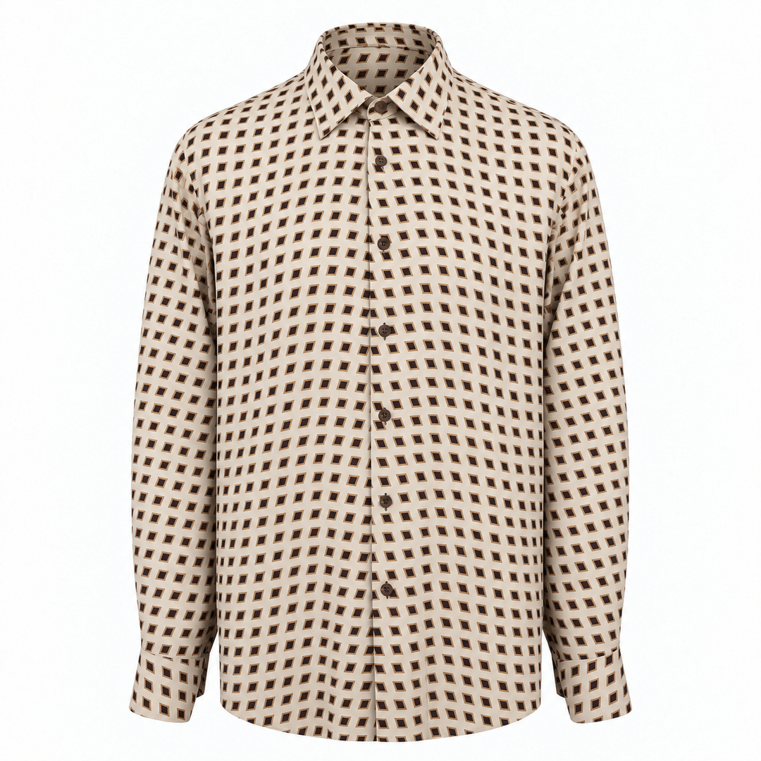 Camicia Jil+ con microfantasia su base bordeaux in seta