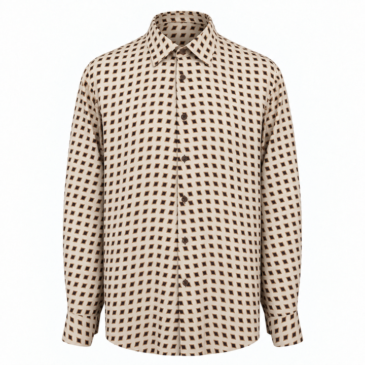 Camicia Jil+ con microfantasia su base bordeaux in seta