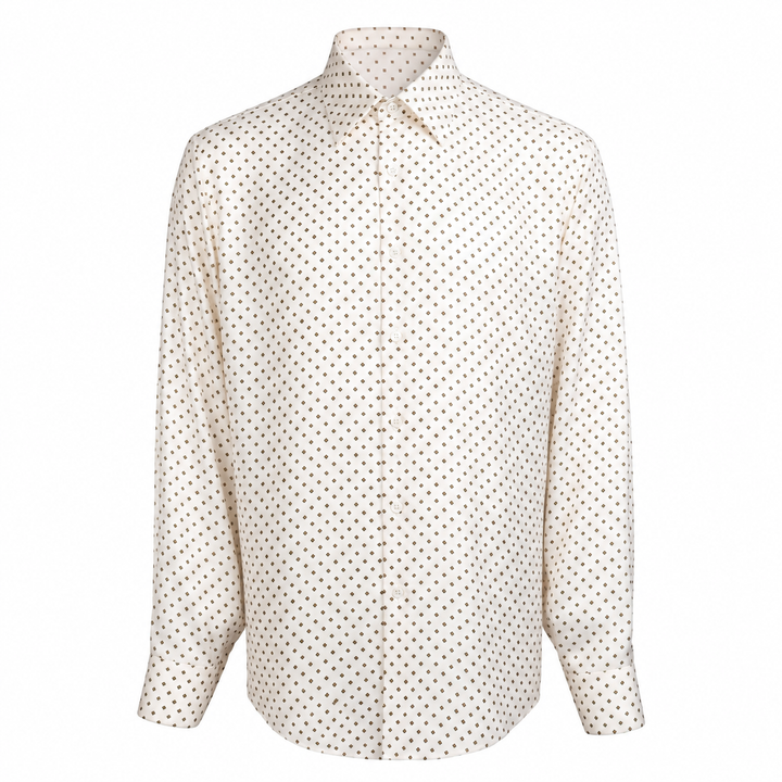 Camicia Jil+ a microfantasia su base panna in seta