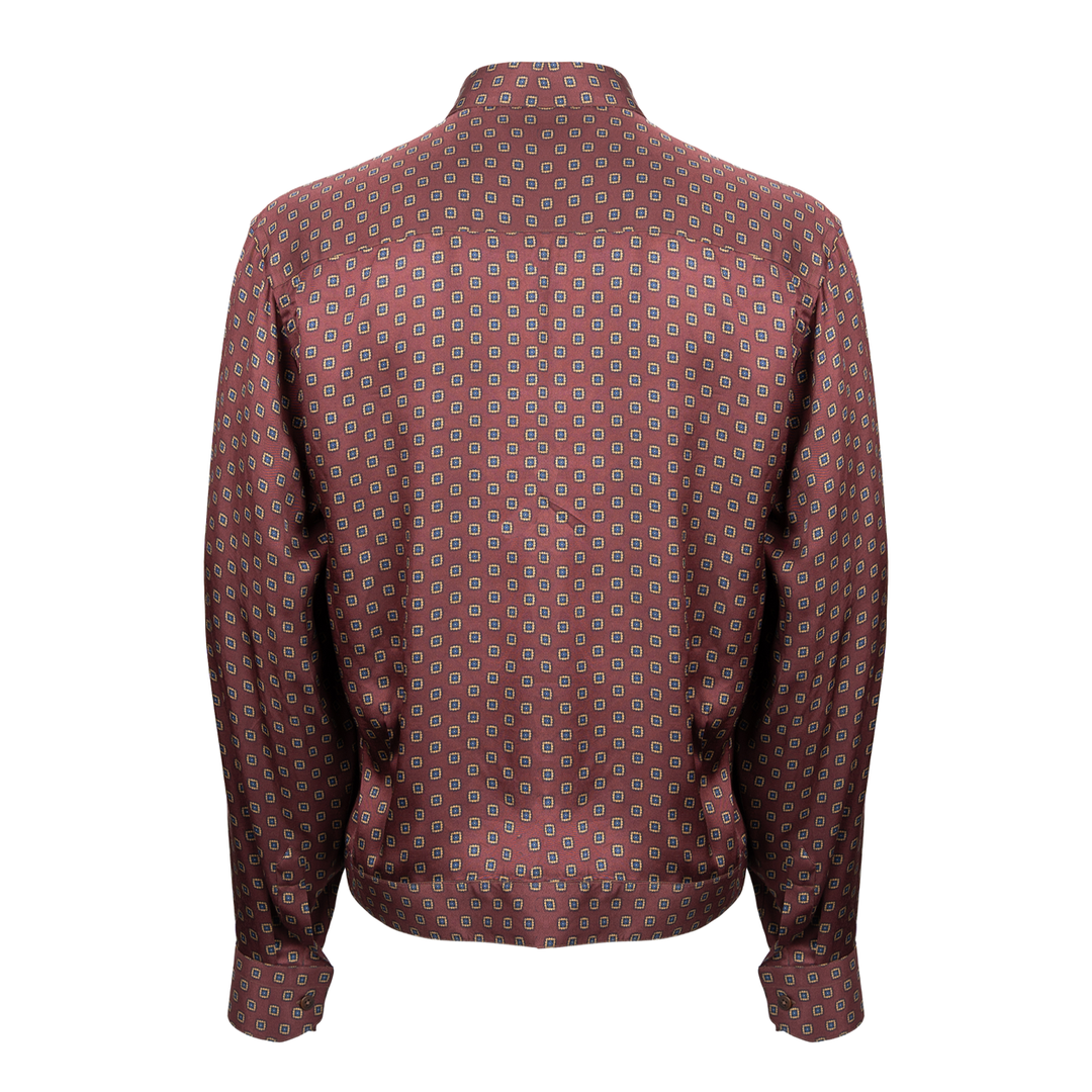 Camicia crop Jerome con microfantasia su base bordeaux in viscosa