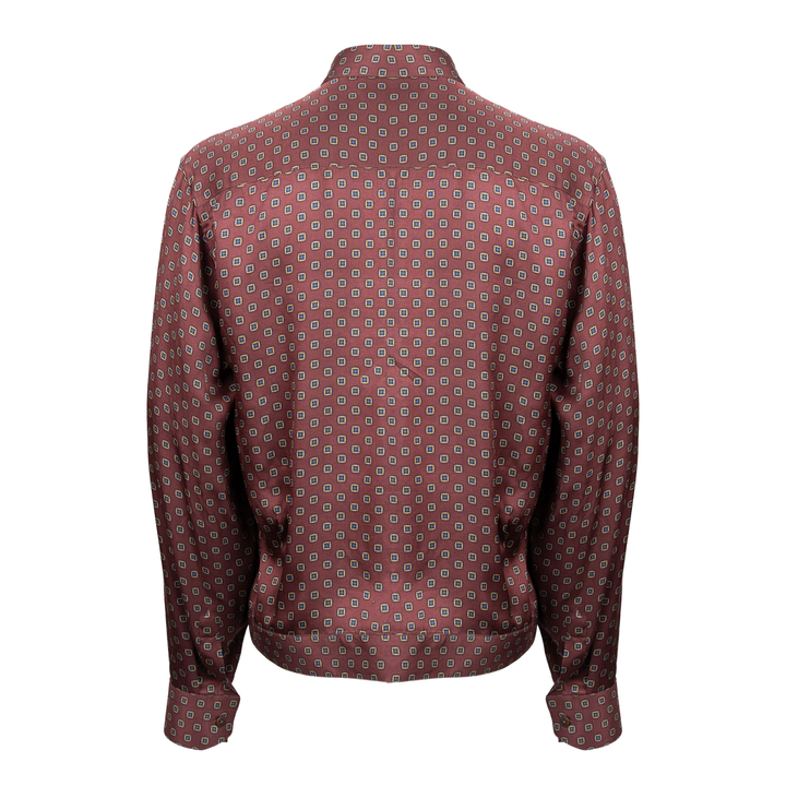 Camicia crop Jerome con microfantasia su base bordeaux in viscosa