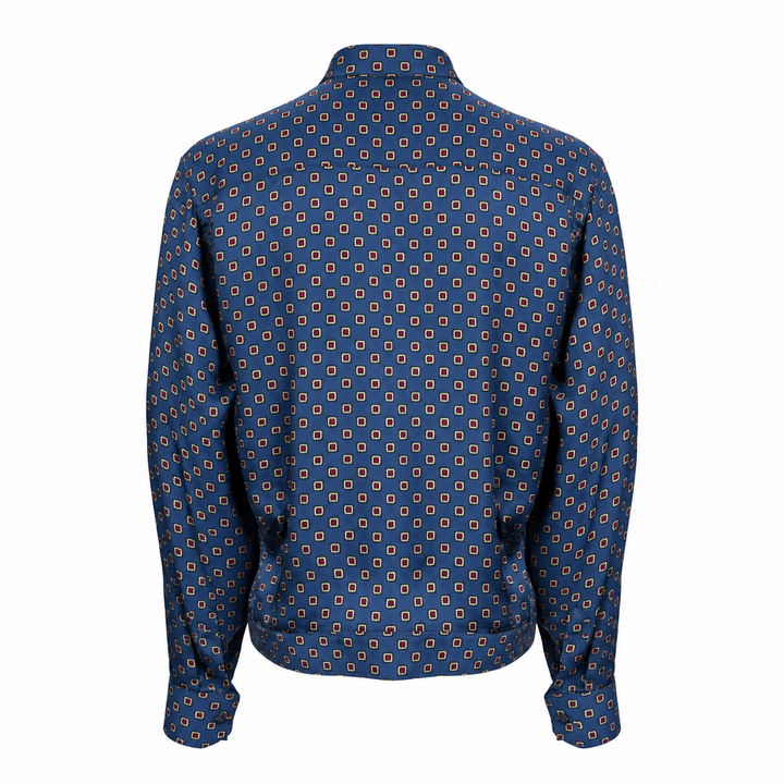 Camicia crop Jerome con microfantasia su base blu in viscosa