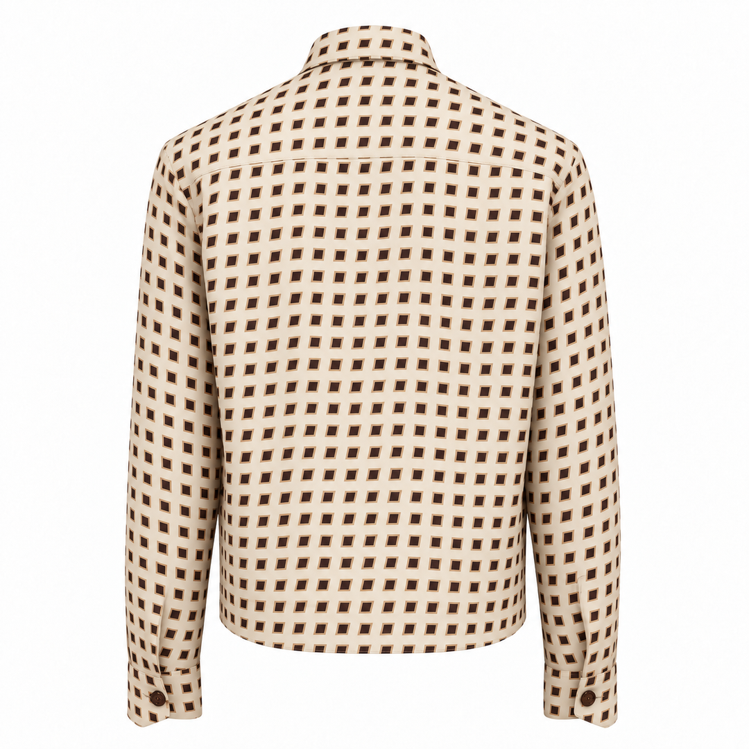 Camicia crop Jerome con microfantasia su base panna in seta