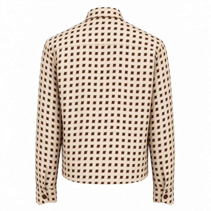 Camicia crop Jerome con microfantasia su base panna in seta