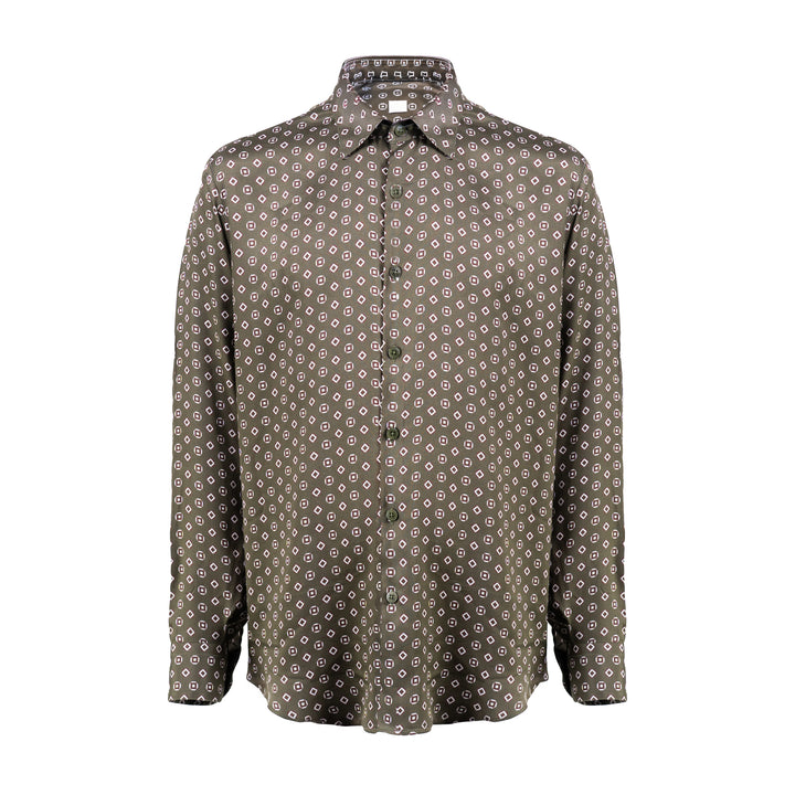 Camicia Jil+ a microfantasia su base verde militare in viscosa