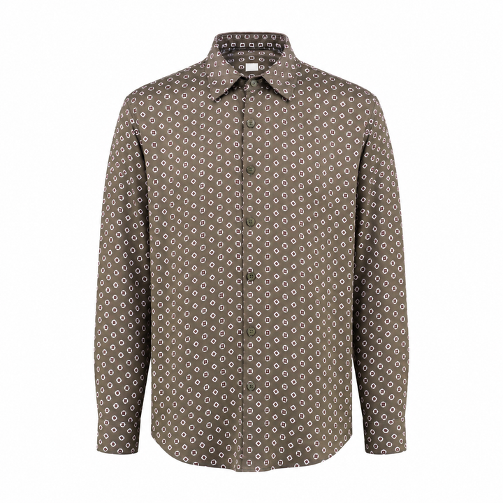 Camicia Jil+ a microfantasia su base verde militare in viscosa