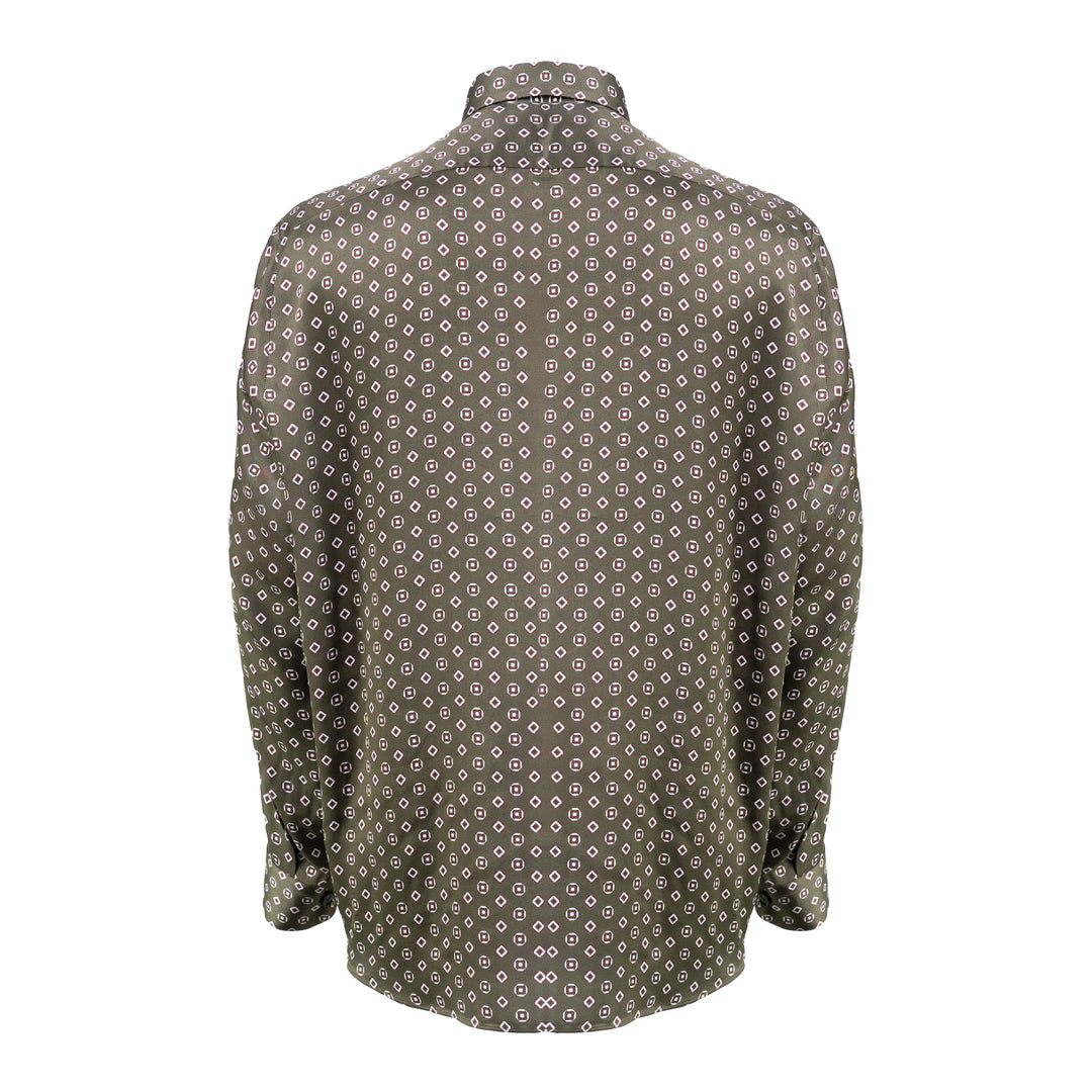 Camicia Jil+ a microfantasia su base verde militare in viscosa