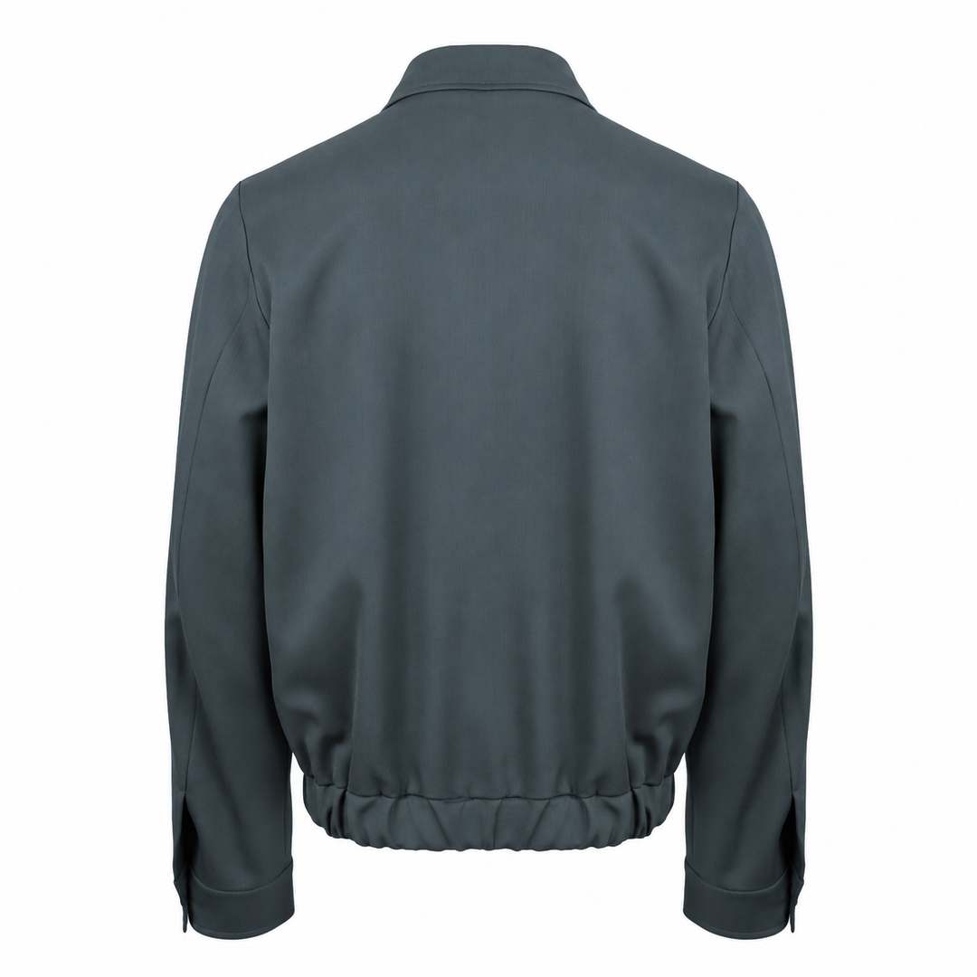 Giacca Polov verde petrolio con zip in lana e cashmere
