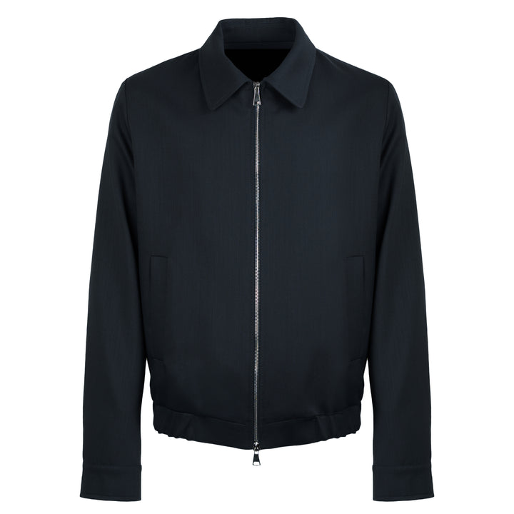 Giacca Polov blu con zip in twill di lana