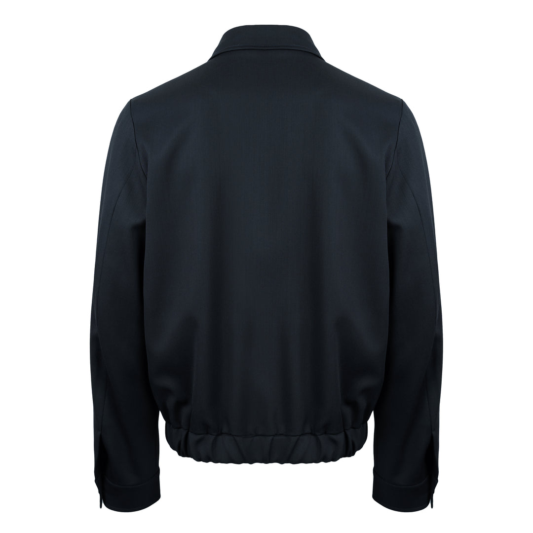 Giacca Polov blu con zip in twill di lana