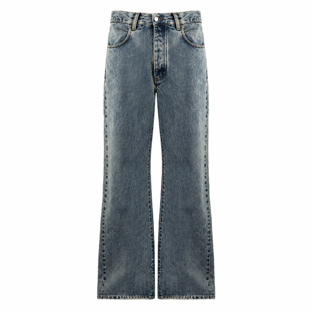 Jeans large fit lavaggio coffee in cotone
