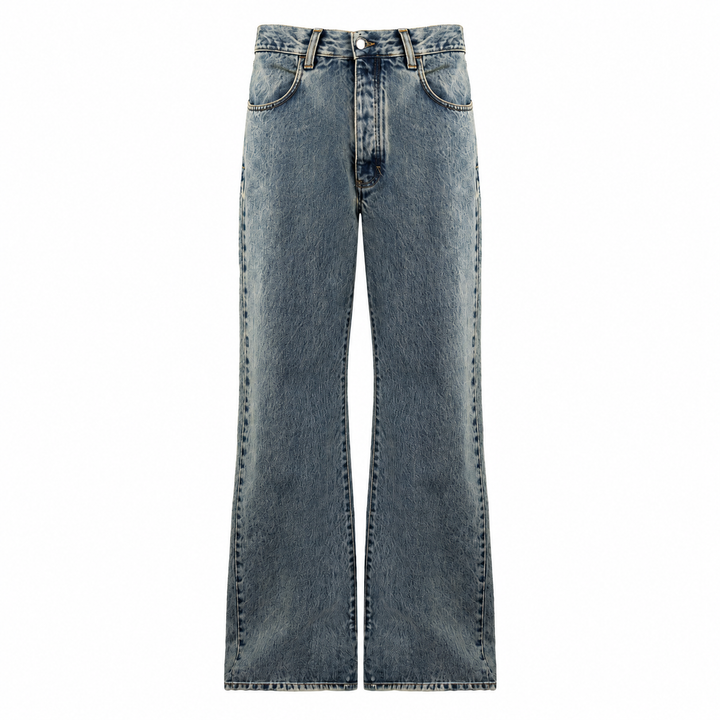 Jeans large fit lavaggio coffee in cotone