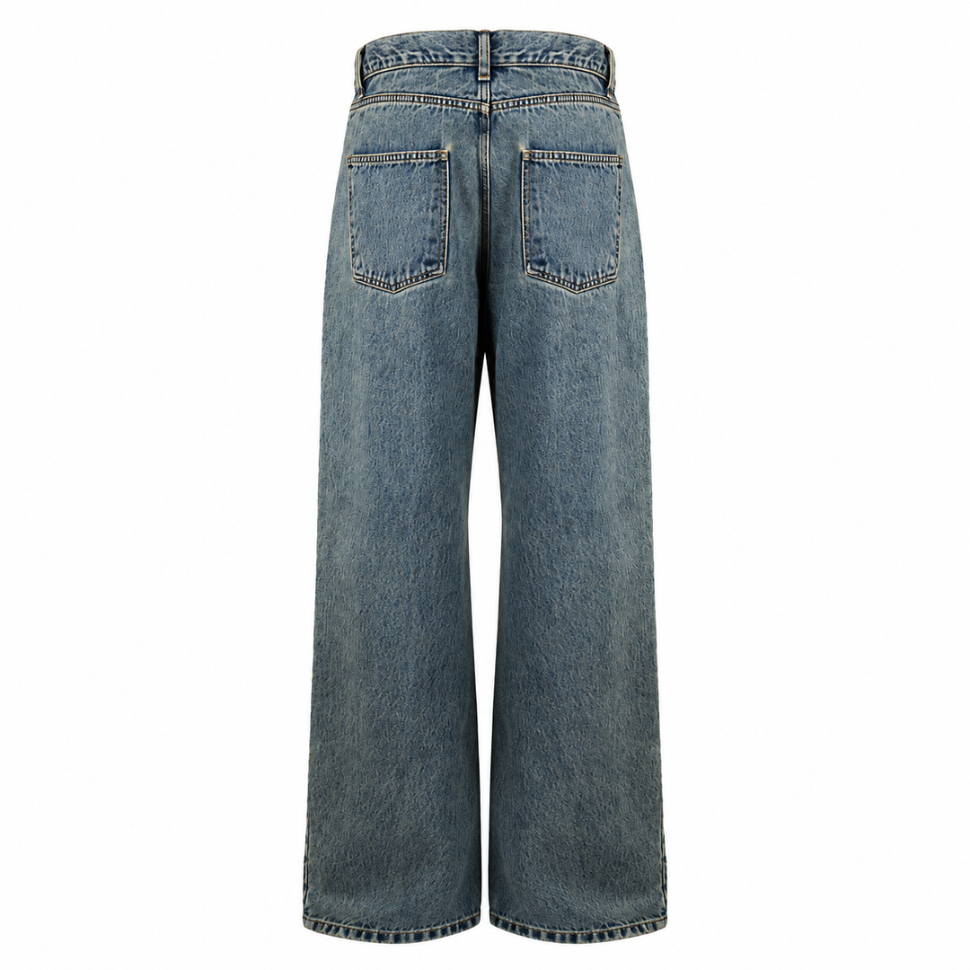 Jeans large fit lavaggio coffee in cotone
