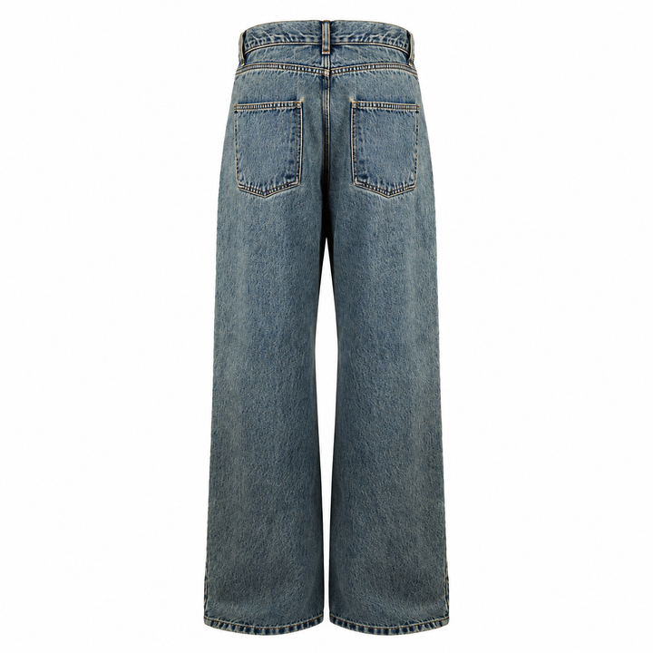 Jeans large fit lavaggio coffee in cotone