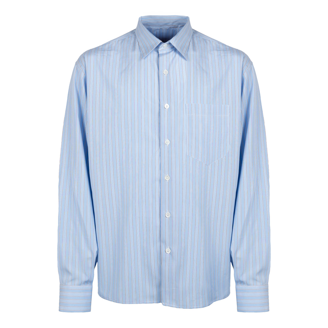 Camicia Eric ML base azzurra a righe in cotone