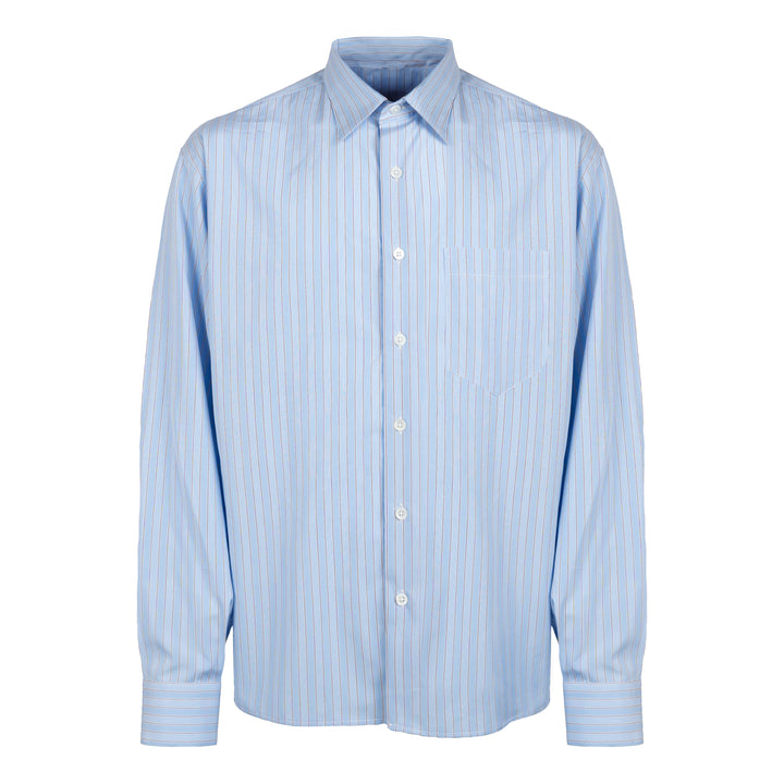 Camicia Eric ML base azzurra a righe in cotone