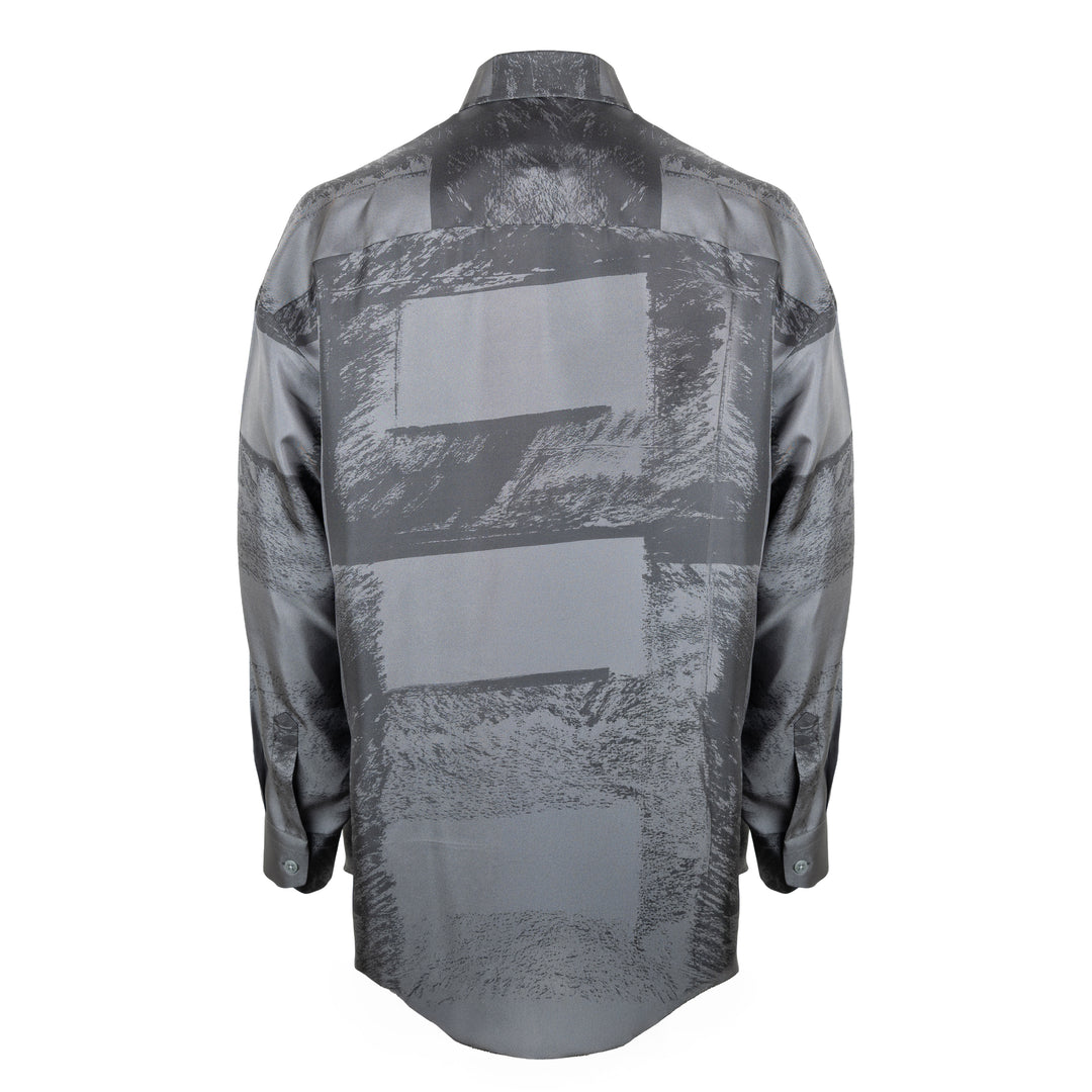 Camicia Valentino stampata all over su base grigia in seta